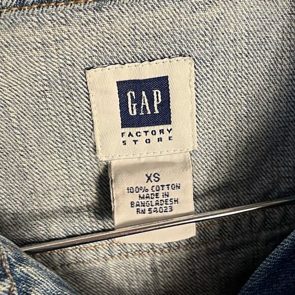 GAP FACTORY Light Wash Cotton Denim Jean Long Sleeve Zip Up Jacket Women XS 90s - Picture 8 of 9